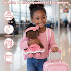 SQEQE Muñeca de bebé negra suave, muñecas de trapo de felpa de 11 pulgadas para regalo de cumpleaños de niña de 1 año, muñecas multiculturales para bebés afroamericanos, juguetes para bebés, niños