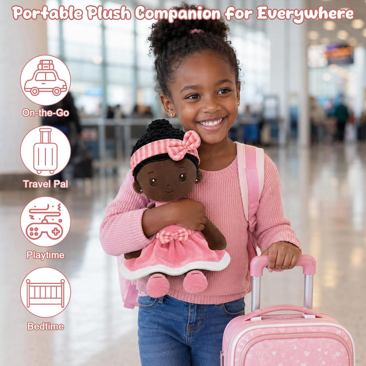 SQEQE Muñeca de bebé negra suave, muñecas de trapo de felpa de 11 pulgadas para regalo de cumpleaños de niña de 1 año, muñecas multiculturales para bebés afroamericanos, juguetes para bebés, niños