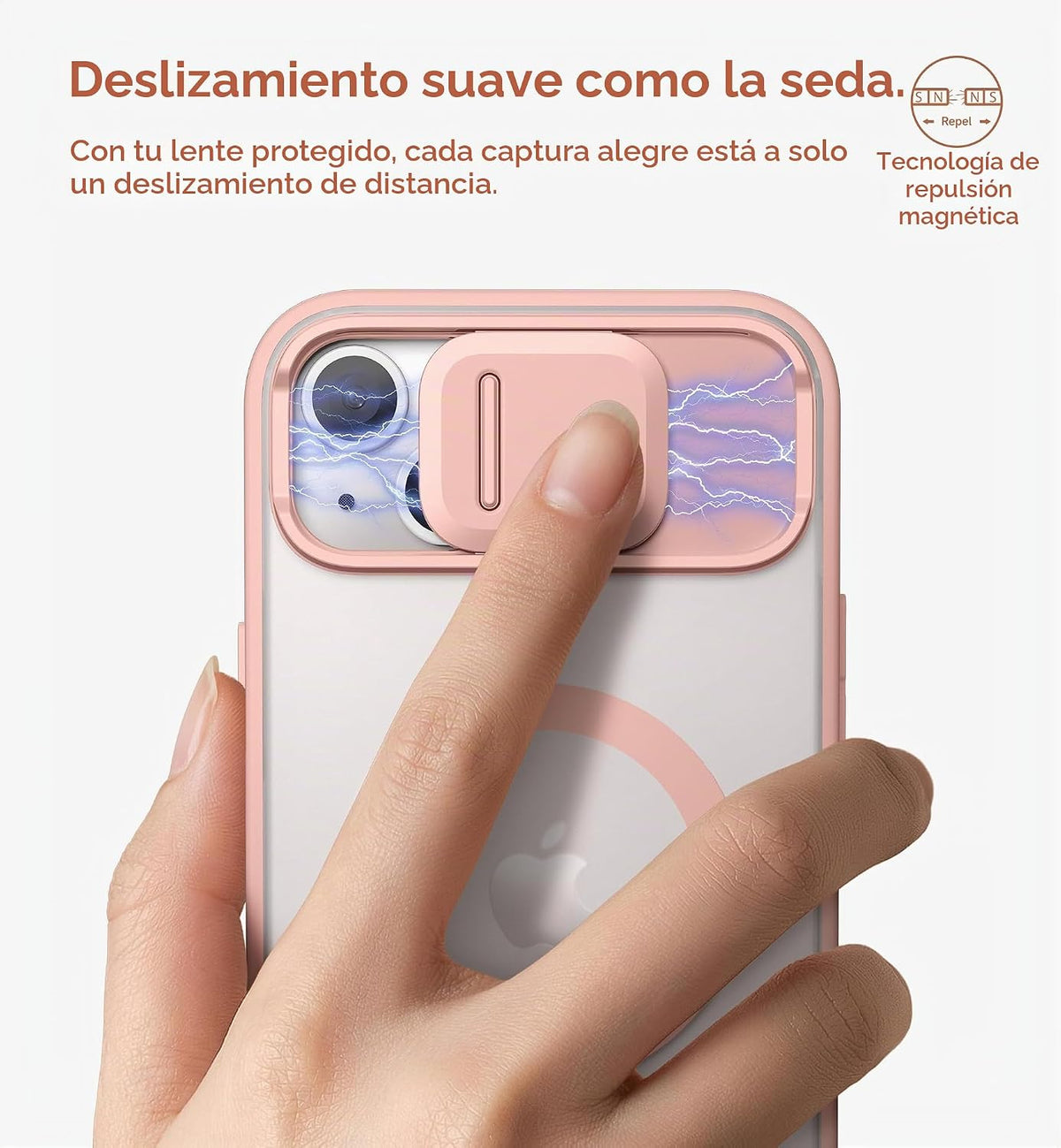 SURITCH Funda para iPhone 13/14, compatible con MagSafe, soporte integrado y cubierta de cámara y parte trasera translúcida, funda protectora resistente a prueba de golpes de 6.1 pulgadas, rosa