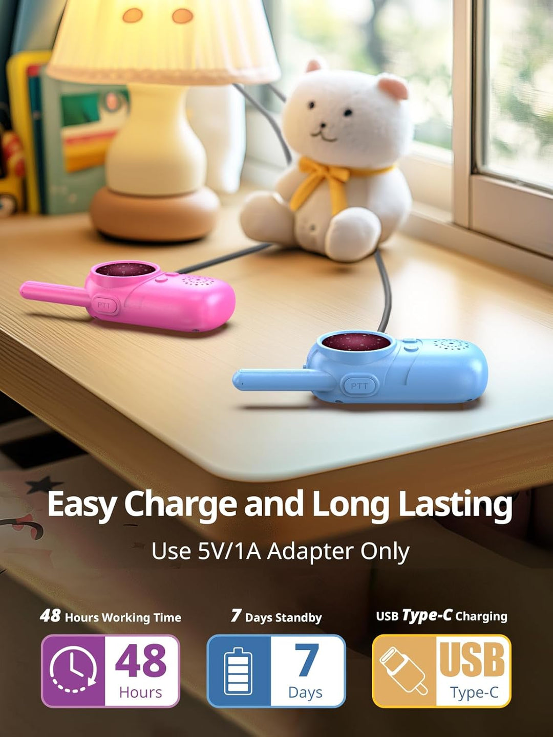 Inspireyes Walkie Talkies para niños recargables, rellenos de cesta...