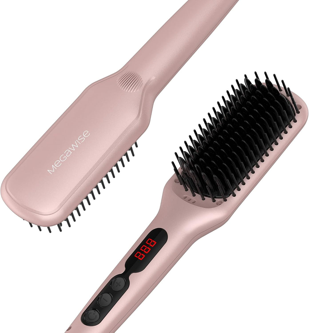 MEGAWISE Cepillo alisador de pelo, cepillo de pelo calentado iónico...