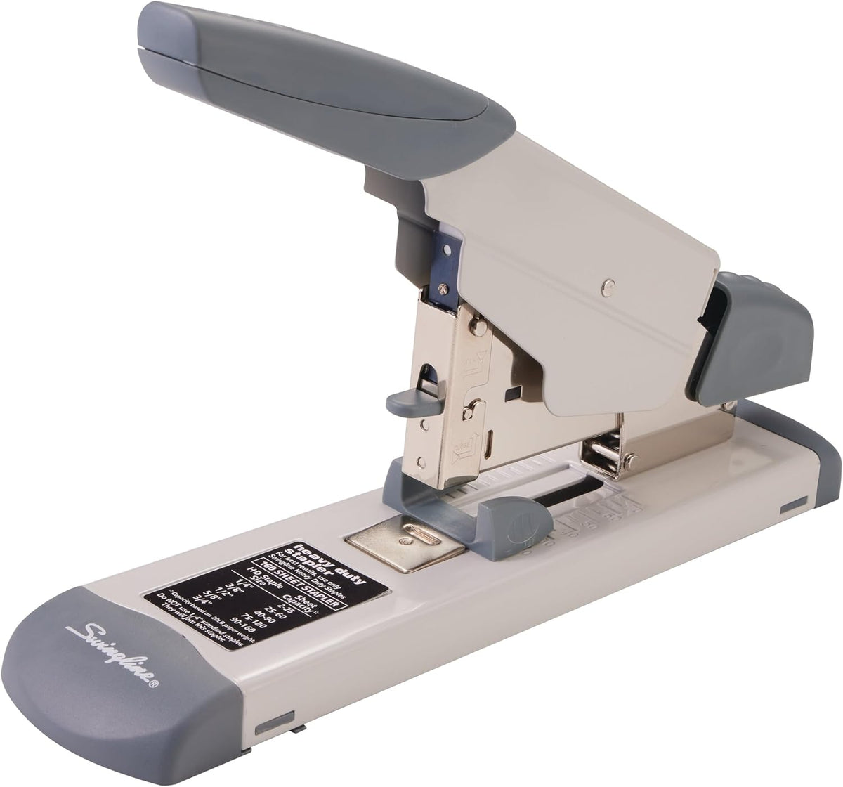 Swingline Engrapadora resistente, capacidad de 160 hojas, incluye guía de alineación, grapado de escritorio, platino (39002)