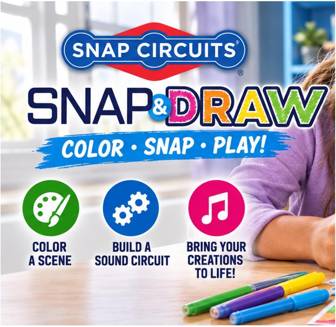 SNAP CIRCUITS Snap & Draw STEM STEAM - Juguete de arte y ciencia para niños