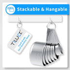 Juego de tazas y cucharas medidoras de acero inoxidable, cuchara de