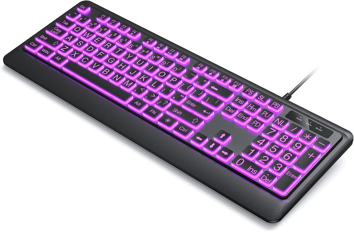 KOPJIPPOM Teclado de Impresión Grande - 7 Colores de Retroiluminaci...