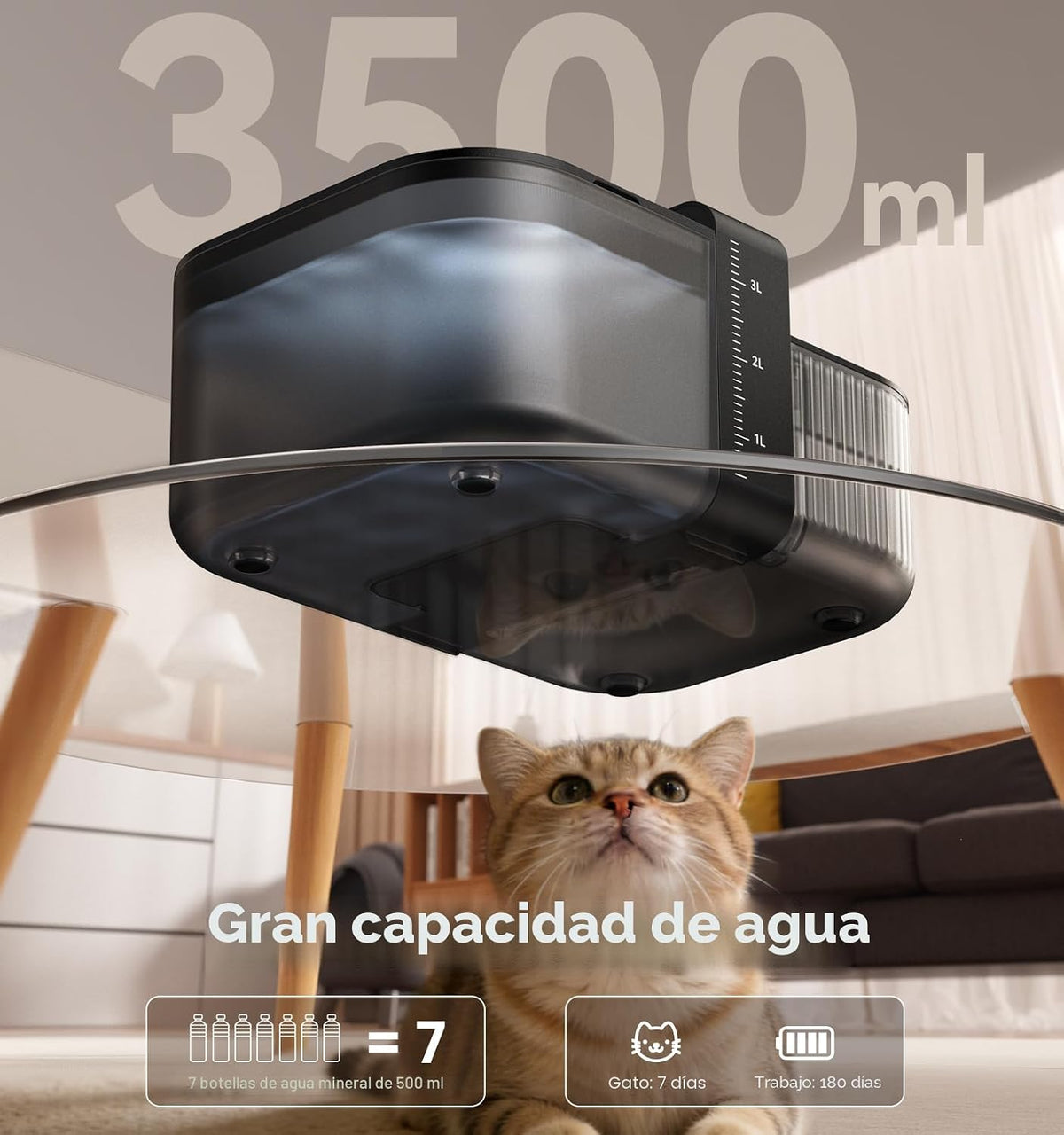 FEELNEEDY Inalámbrico ninguna fuente de agua del gato de los filtros