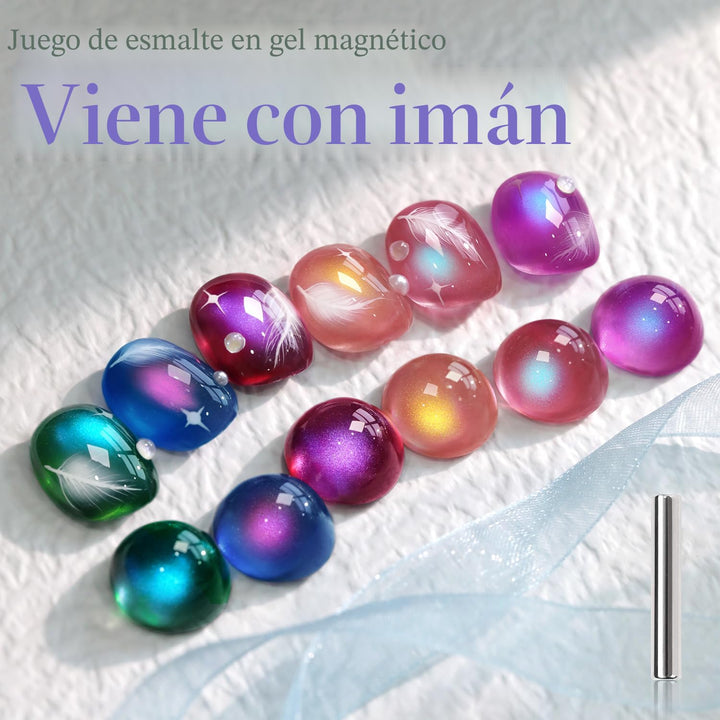 Double Rhythm Juego de esmalte de uñas de gel ojo de gato de 6 mism...