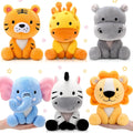 RoundFunny - 6 lindos animales de peluche de safari, juguetes de peluche de la selva de 7 pulgadas