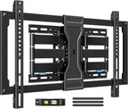 MOUNTUP Soporte de pared para TV ultra delgado para la mayoría de televisores de 37 a 90 pulgadas, soporte delgado de 1.1 pulgadas, soporte de soporte de TV de movimiento completo, brazos articulados giratorios dobles con inclinación, se adapta a pernos d