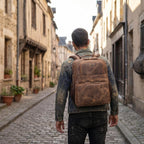 LEATHER VILLAGE Mochila de cuero para hombre de trabajo, Canela, Resistente