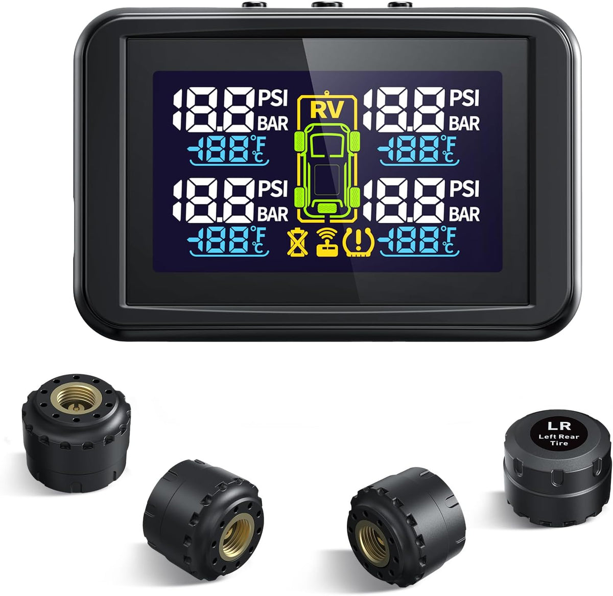 Tymate TM5 RV Sistema de monitoreo de presión de neumáticos, TPMS Set de 4 sensores