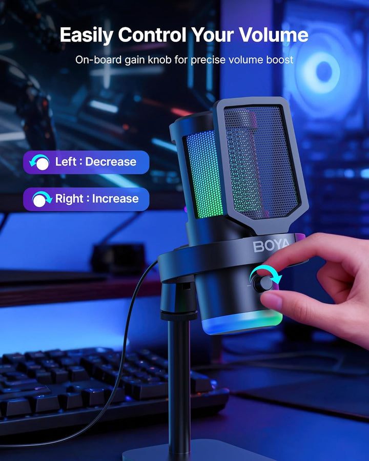 BOYA Micrófono USB para juegos, 192 kHz\/24 bits, supercardioide +...