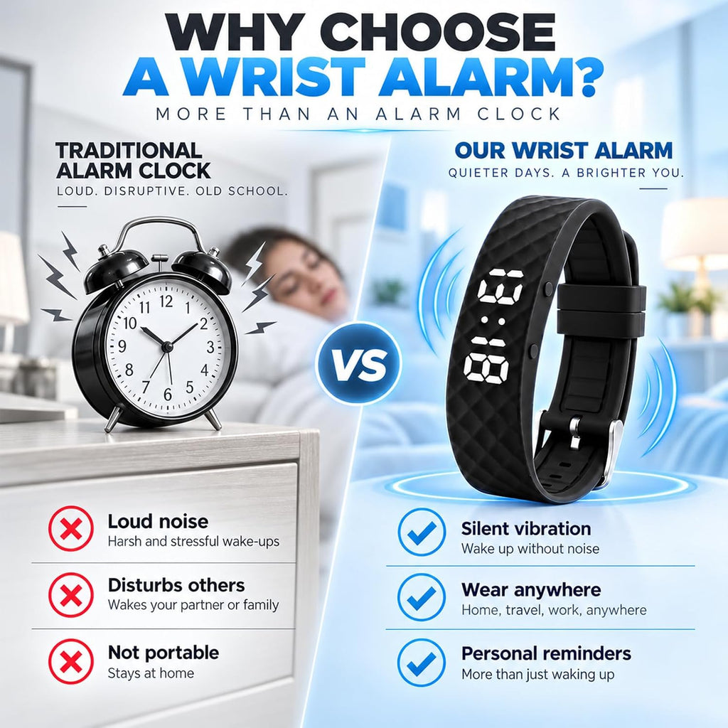 Reloj despertador para personas que duermen pesadas, pulsera vibratoria, reloj de pulsera silencioso, despertar, agitador, despertador, temporizador simple, portátil