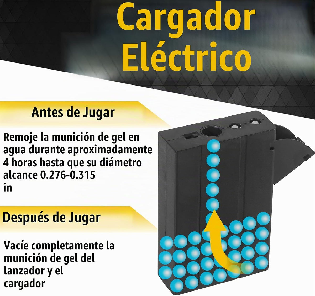 Gel Splat Blaster – Tamaño grande de 42 pulgadas – Manual y automático completo salpicadura 12 Orby por segundo – Batería recargable modular de 7.4 V – para mayores de 14 años