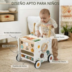 Wooden Baby Walker, Activity Cube Push Walker para Boys y Girls, Toddler Montessori Learning a Walk Toy con Adjustable Speed