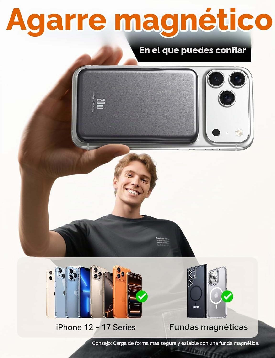 Cargador portátil magnético de 10000 mAh, batería MagSafe de carga rápida