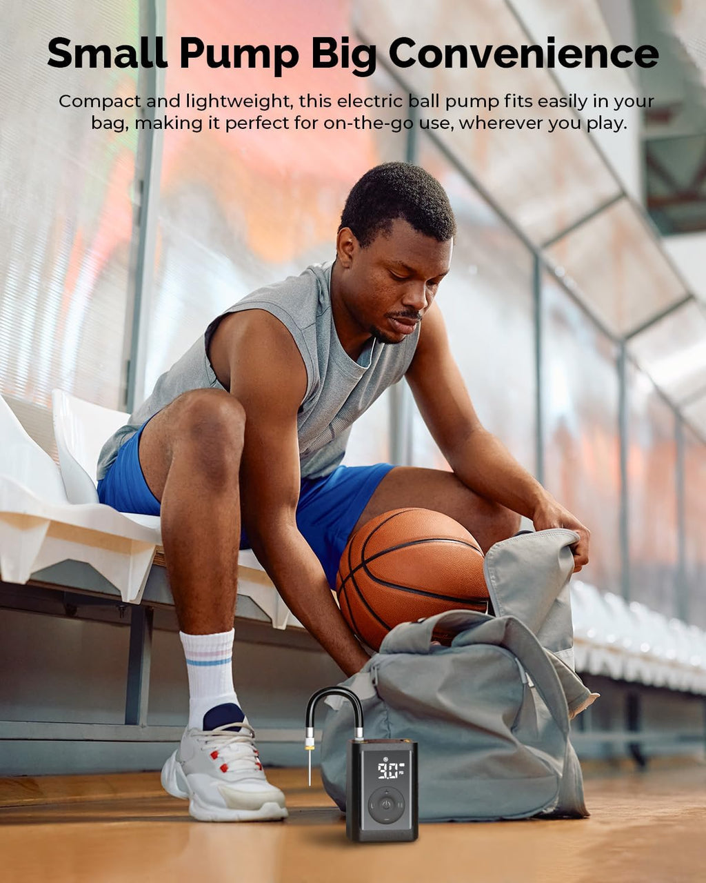 ETENWOLF Bomba de bola P300 Plus, bomba de baloncesto eléctrica para inflar y desinflar, con batería recargable de 3200 mAh, bomba de aire para todas las pelotas deportivas