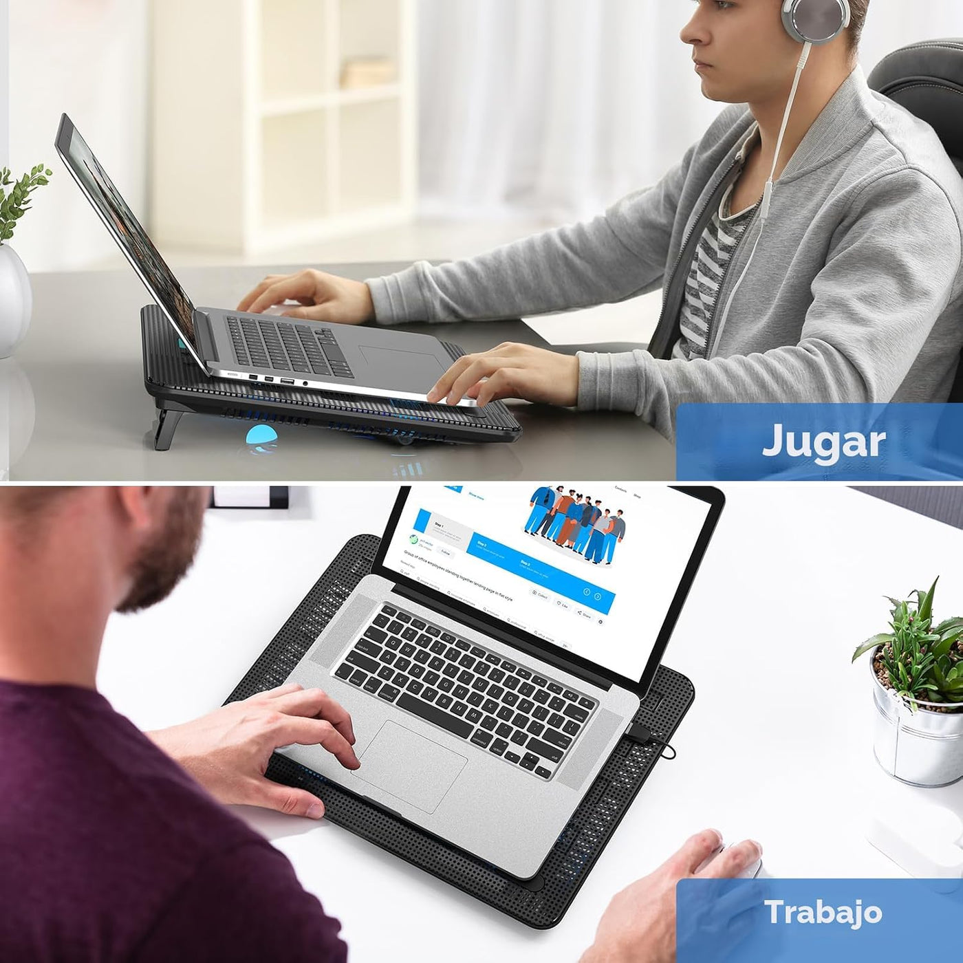 TECKNET Almohadilla de enfriamiento para laptop, enfriador portátil...