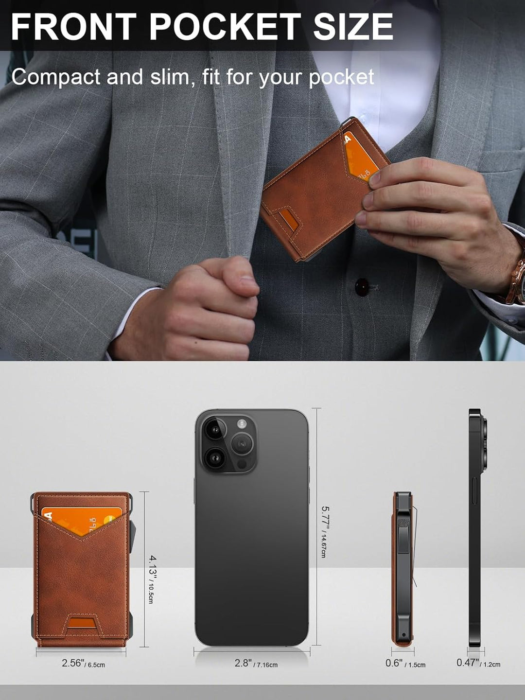 Cartera para hombre con RFID con 2 ventanas para identificación y c...