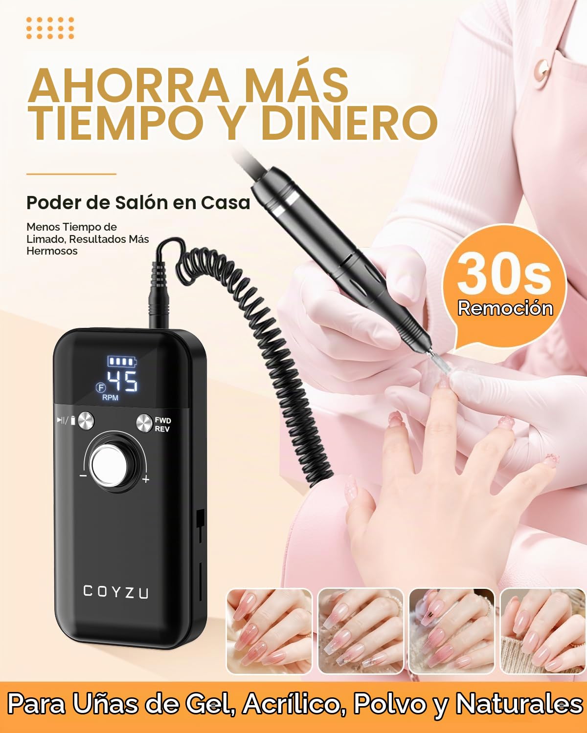 Taladro de uñas profesional 45000RPM, lima de uñas eléctrica