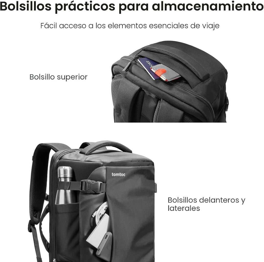 Mochila de viaje tomtoc, equipaje de mano aprobado para vuelos y co...