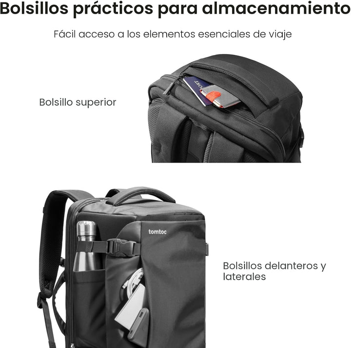 Mochila de viaje tomtoc, equipaje de mano aprobado para vuelos y co...