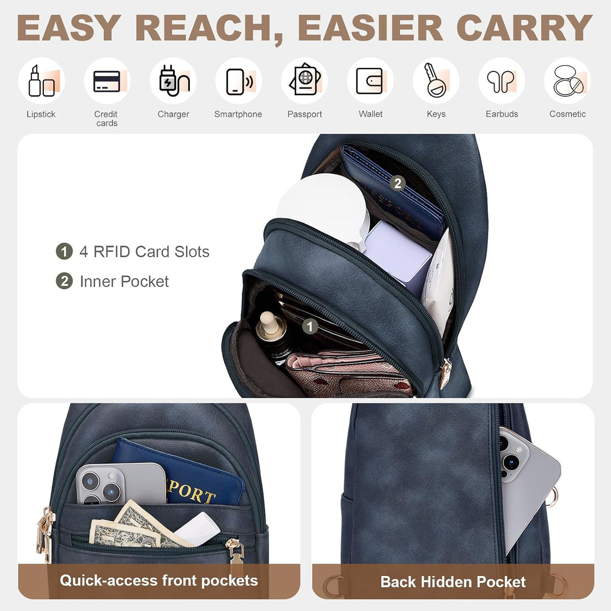 Bolsos bandolera antirrobo para mujer, bolso de viaje con bloqueo RFID, bolsos con bloqueo RFID para el pecho para viajes