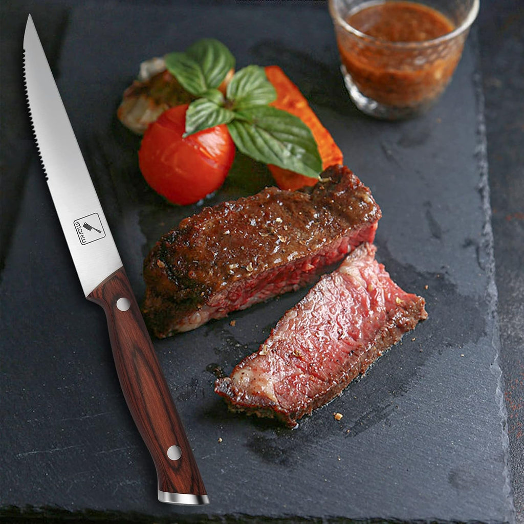 imarku Juego de 6 cuchillos para carne de 9 pulgadas, para 6 invitados