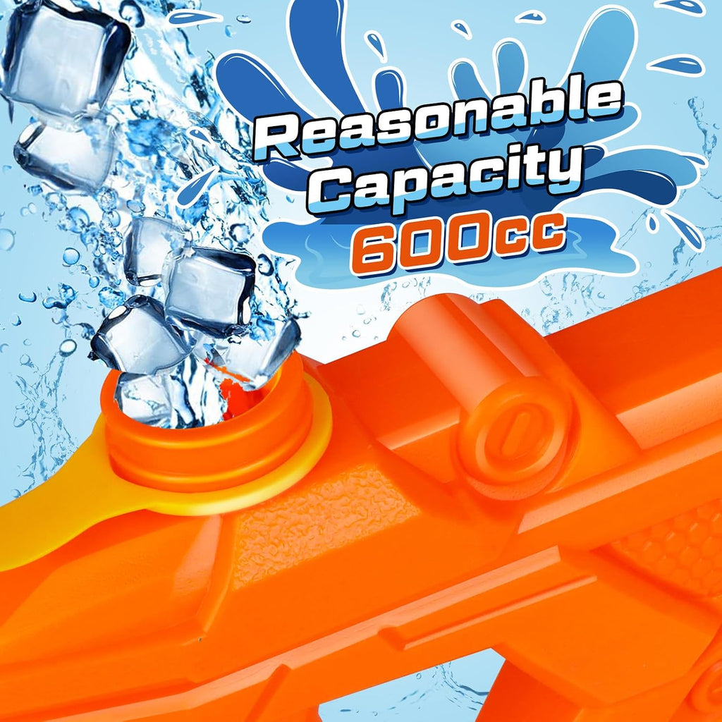 Quanquer Pistolas de agua de 600 cc para niños y adultos, paquete de 6 pistolas de chorro súper con largo alcance, acción de bomba de alta capacidad, natación de verano, playa, juegos de lucha acuática al aire libre, juguetes de piscina para niños y niñas