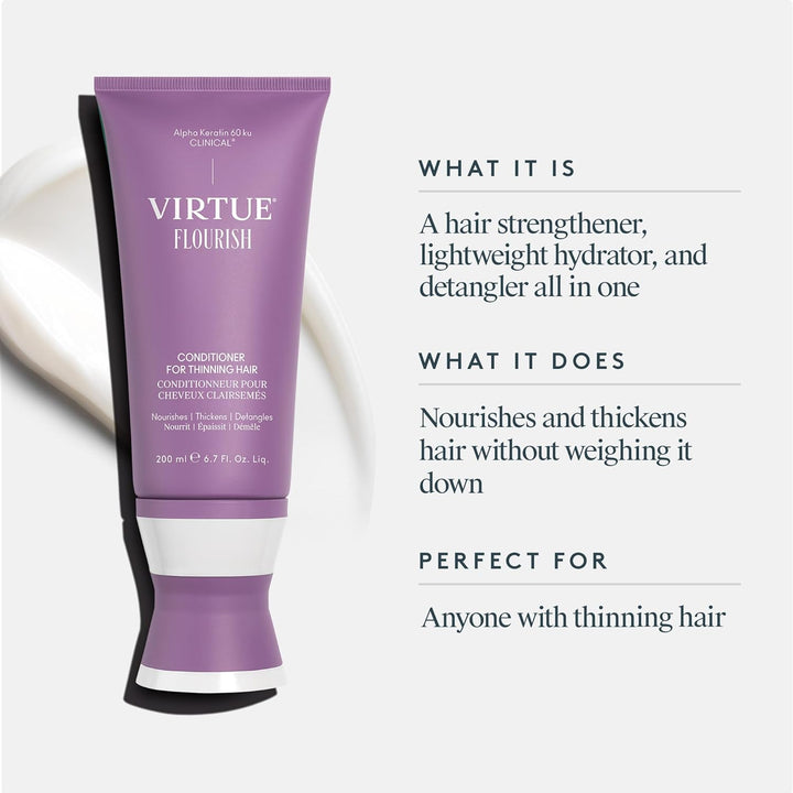 VIRTUE Acondicionador Flourish para cabello fino o adelgazante, pro...
