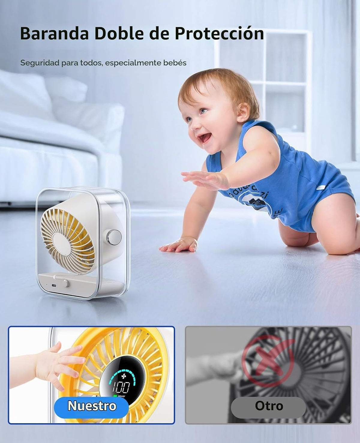 KIMMOO Ventilador de escritorio USB, ventilador de mesa silencioso...