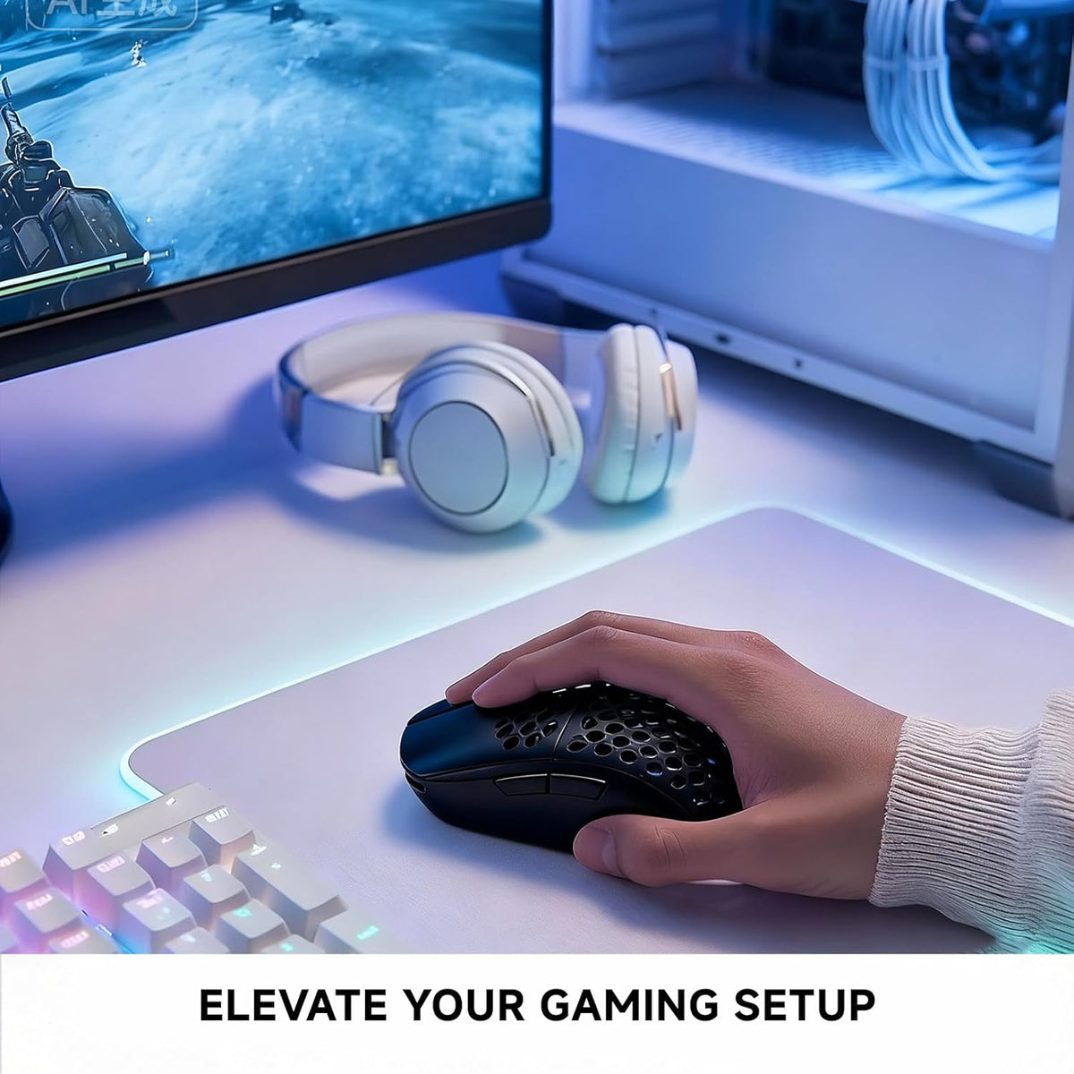 TMKB - Mouse inalámbrico para juegos, sensor óptico de 24000 DPI, b...