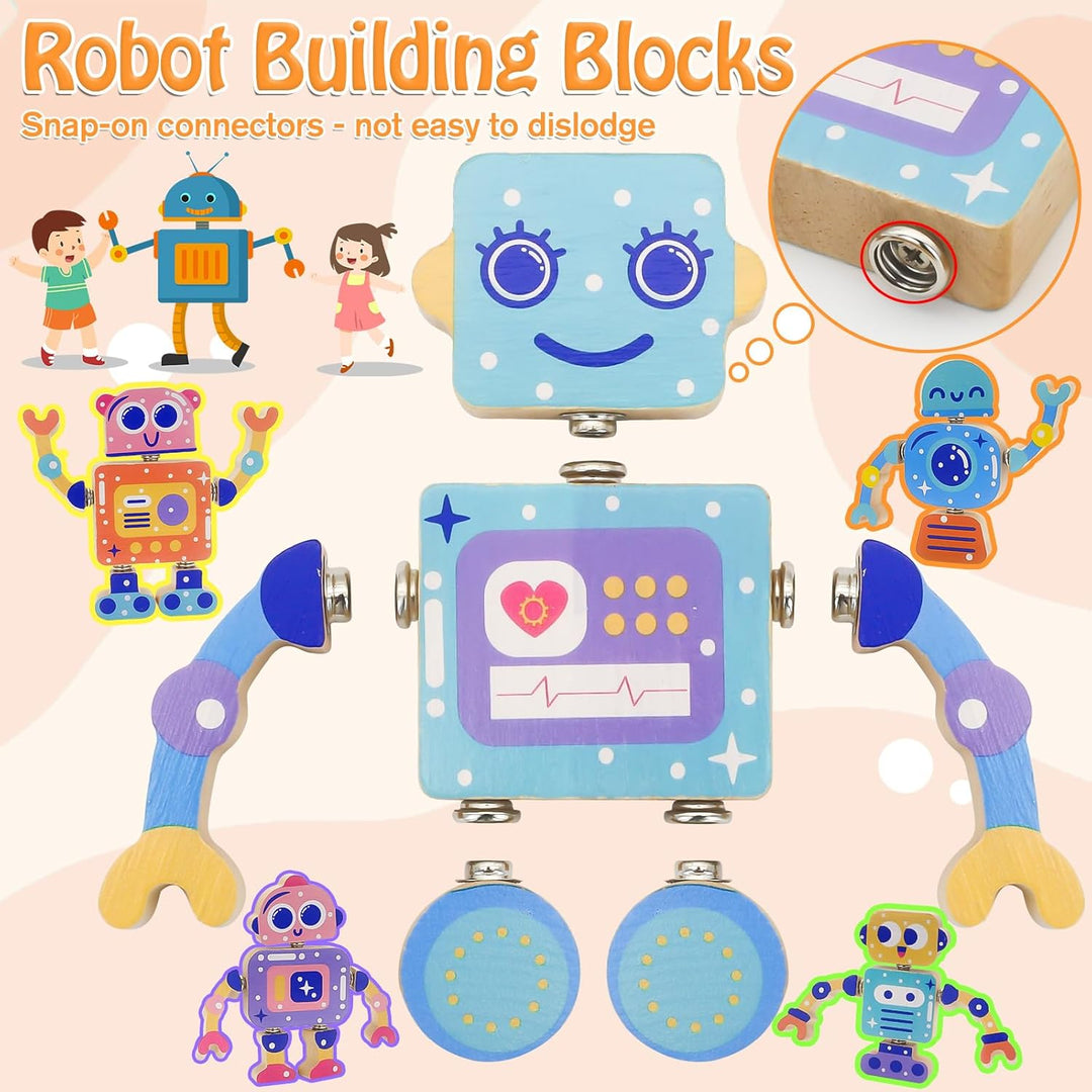 Robots - Juguetes de construcción de madera a presión 28