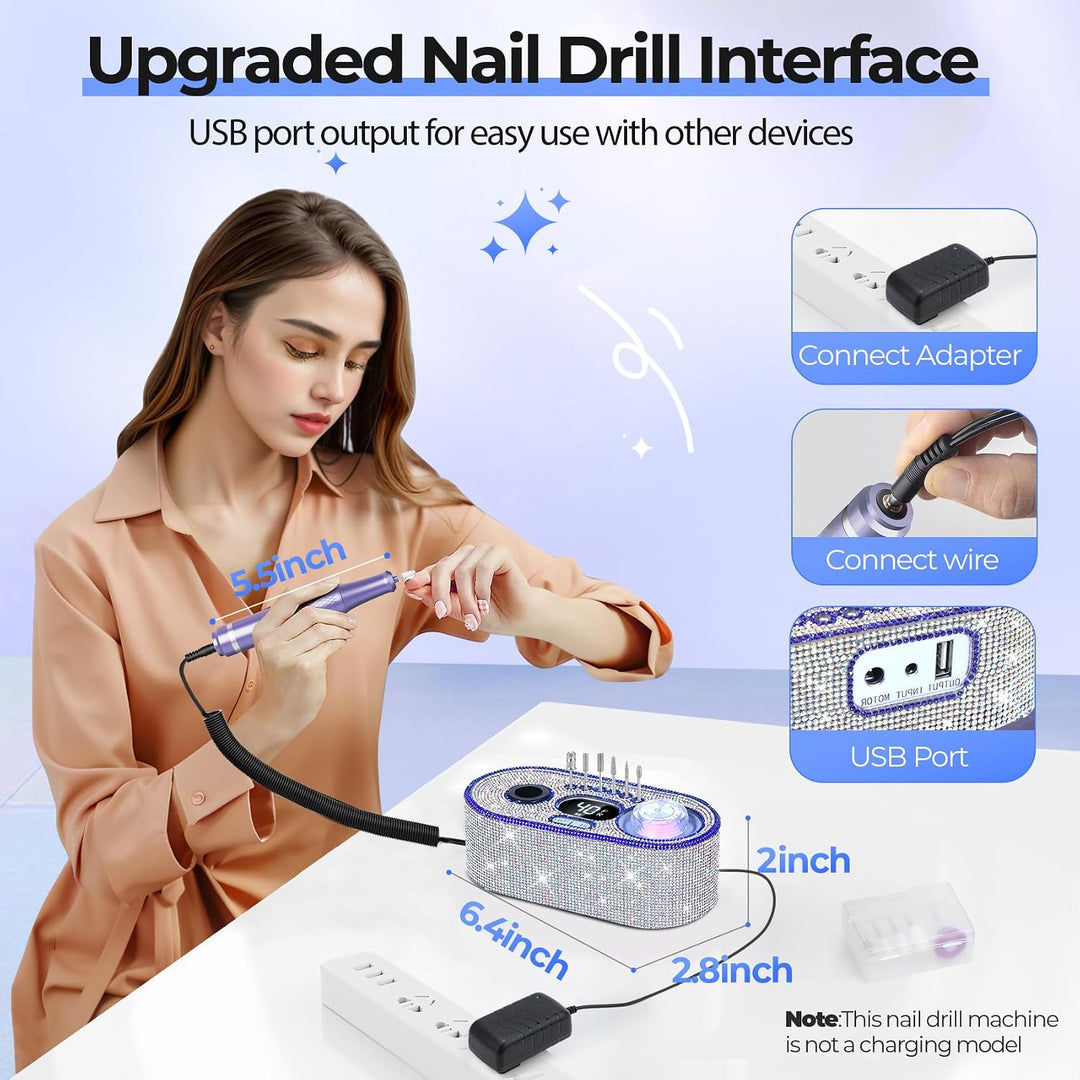 JOSGLOI Taladro de uñas eléctrico profesional: Kit de lima de uñas...