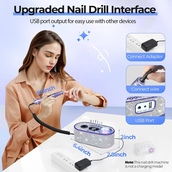 JOSGLOI Taladro de uñas eléctrico profesional: Kit de lima de uñas...