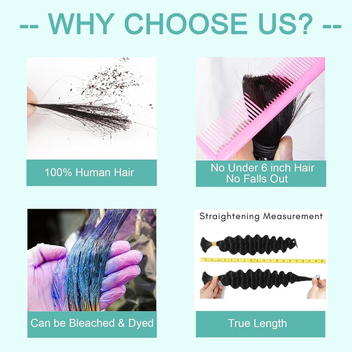 Cabello humano para trenzas Boho Cabello humano 110g 20 pulgadas ri...