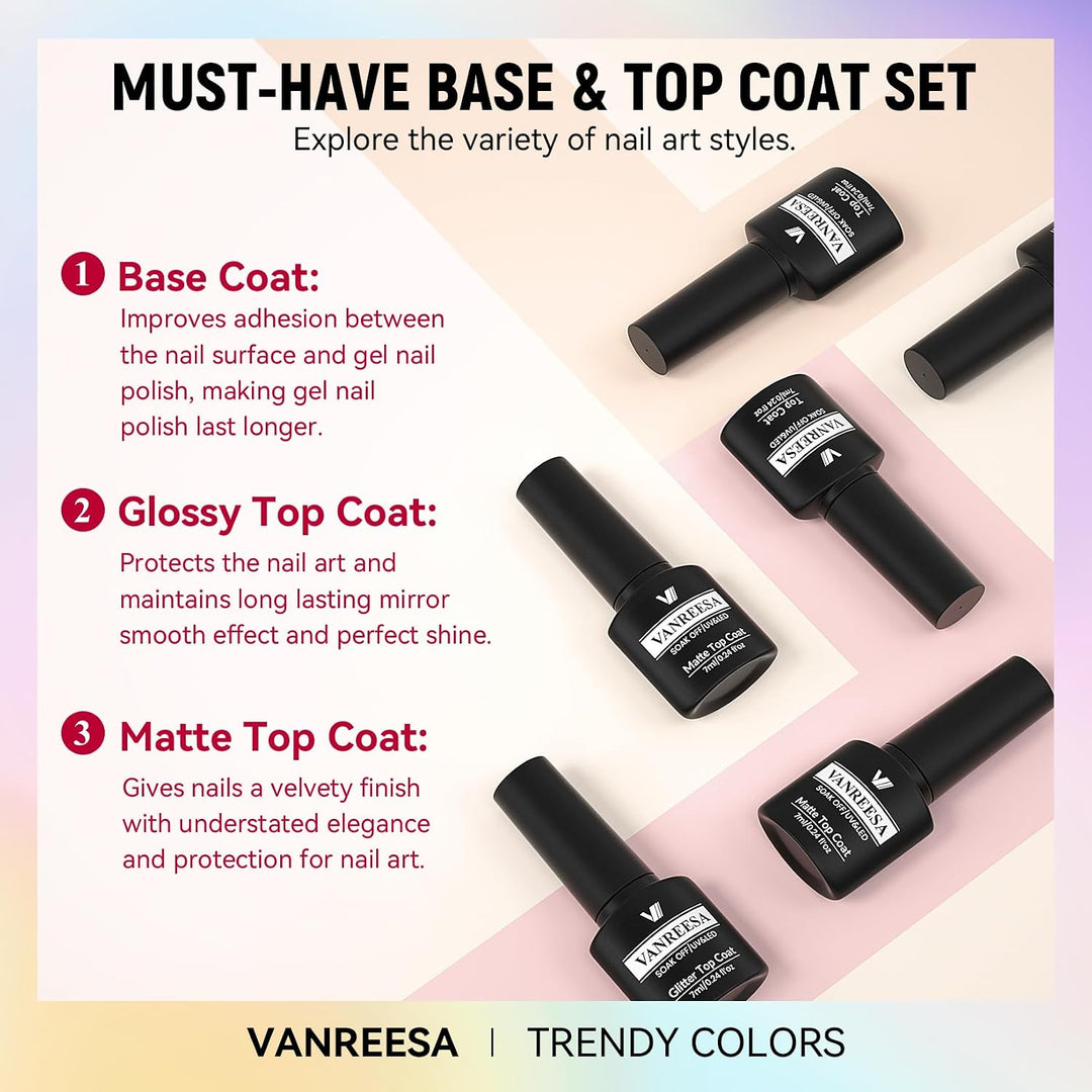 Vanreesa - Juego de 24 esmaltes de uñas en gel, 21 colores, esmalte...