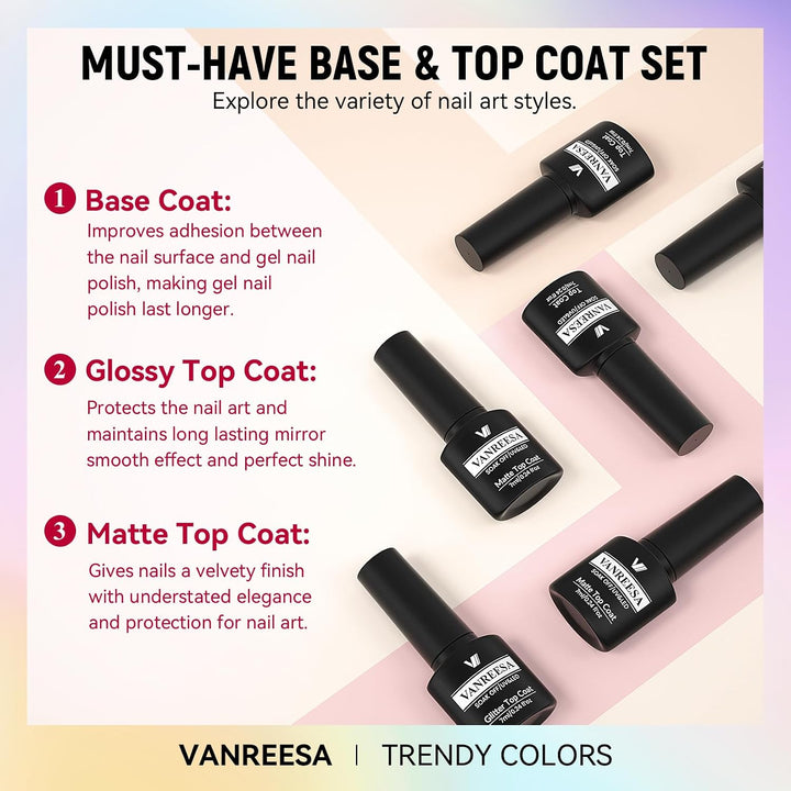 Vanreesa - Juego de 24 esmaltes de uñas en gel, 21 colores, esmalte...
