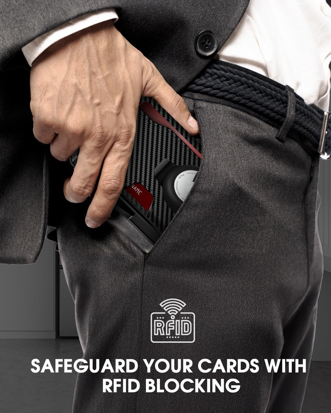 GAOCHALE Billetera AirTag para Hombre con Tecnología RFID, Tarjeter...