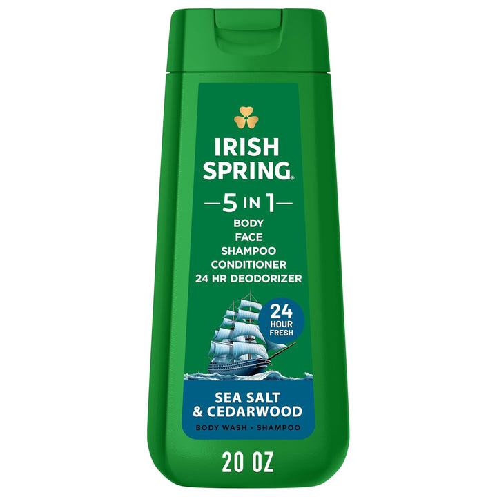 Irish Spring Gel de baño hidratante 5 en 1 para hombres, champú, ac...