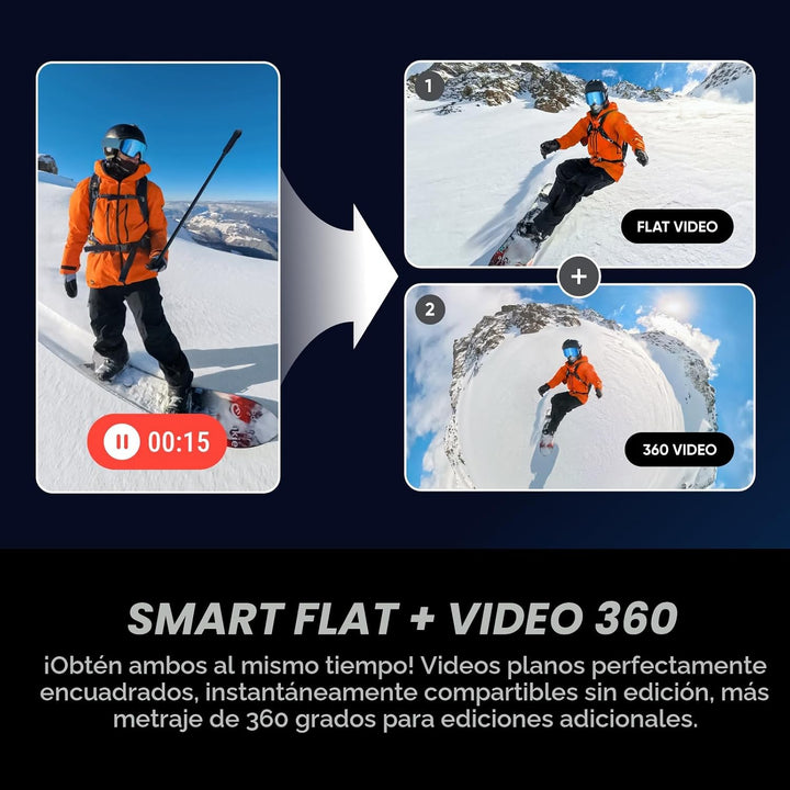 Insta360 Paquete de esquí X5 - Cámara impermeable 8K 360, efecto se...