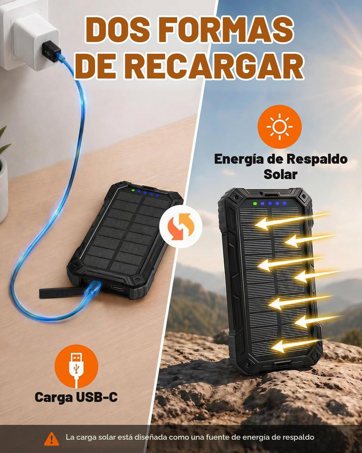 WONGKUO Banco de energía solar portátil (negro mate) | Cargador de...