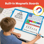 Kit de fonética magnética todo en uno, azulejos de letras magnéticas de fonética, juegos de construcción de palabras, juegos de lectura de ortografía con tablero de construcción de palabras