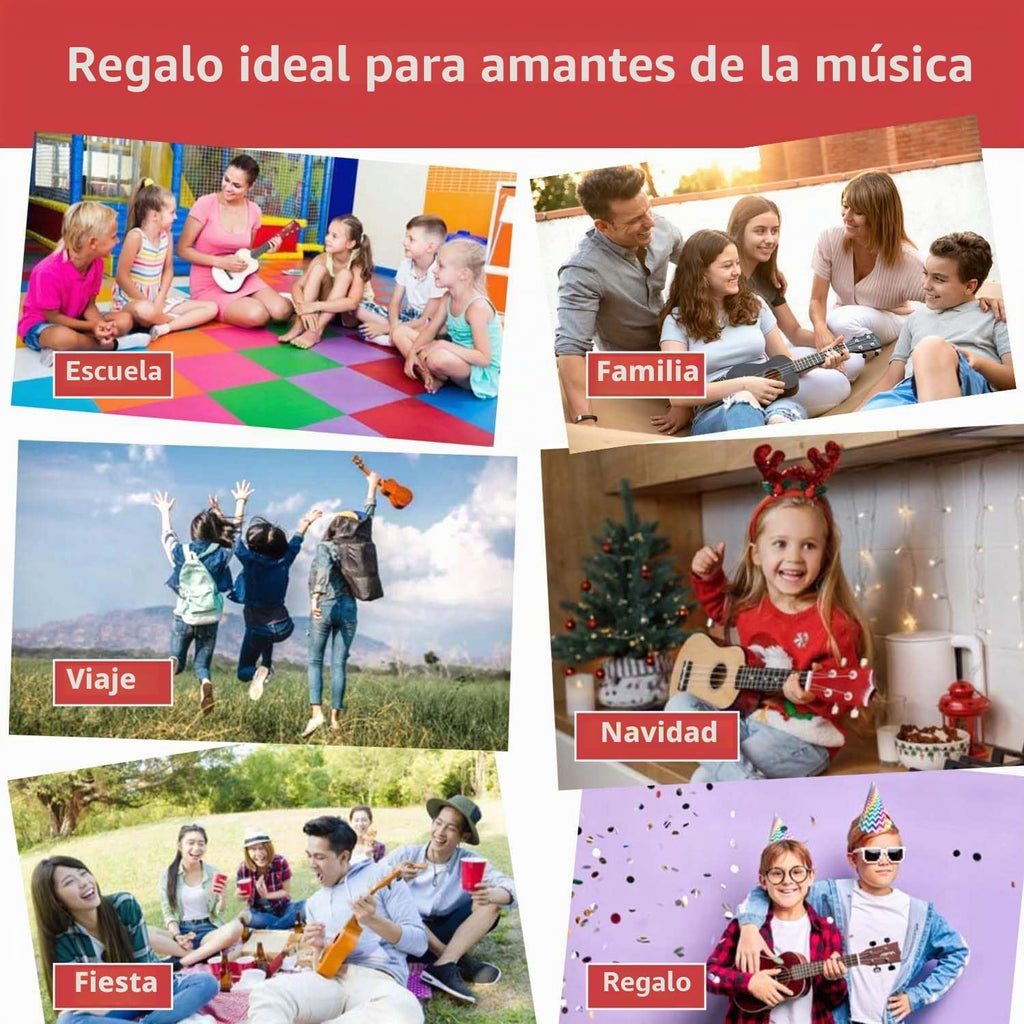 Ukelele soprano para niños, kit de ukelele de madera hawaiana de 21