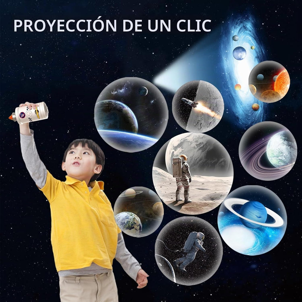 Doloowee Lanzador de cohetes espaciales 2 en 1, juguete STEM con proyector