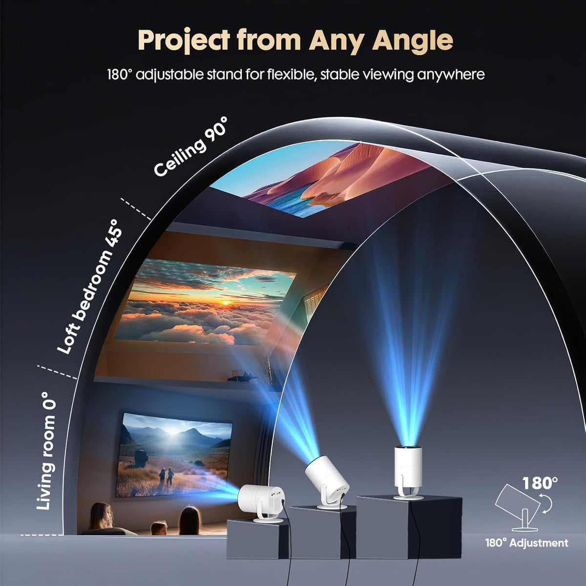 WISHOLY Mini Proyector con Android 12 [Aplicación Integrada y Enfoq...