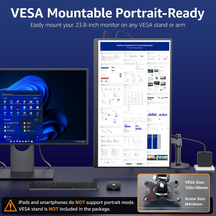 VisionOwl Monitor portátil grande de 23.8 pulgadas 2K QHD con tasa...