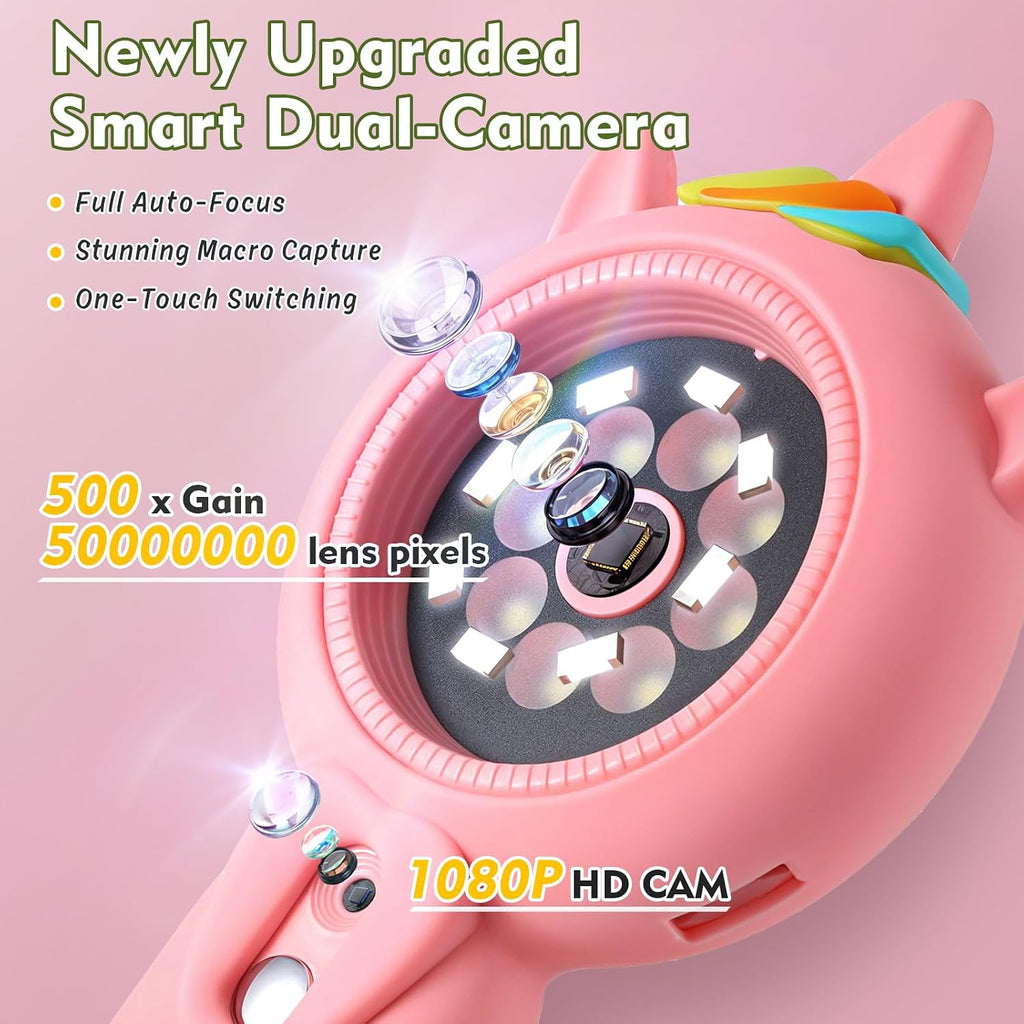 Microscopio para niños, microscopio de mano 500X para niños, rosa