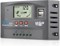 Controlador de carga de panel solar MPPT de 60 A, controlador de cargador de batería solar automático de 12 V/24 V con pantalla LCD, puerto USB dual y temporizador de ajuste de horas de