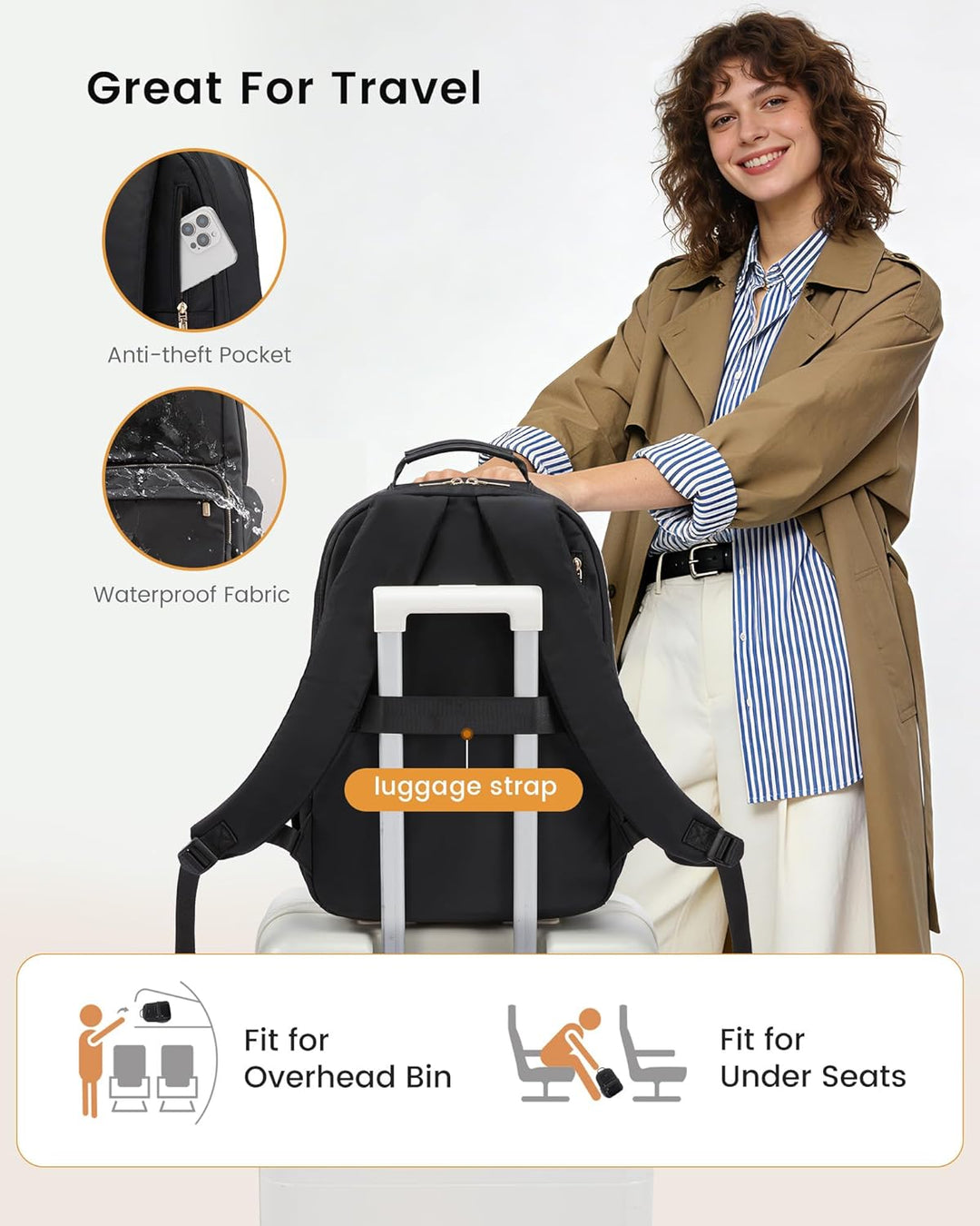 LOVEVOOK Mochila de viaje para mujer, Púrpura oscuro, 15,6 pulg.